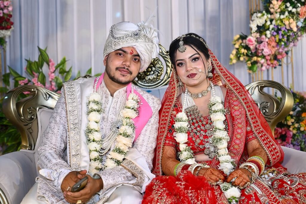 professional studio wedding photoshoot in Jaipur bride and groom portrait by Vishal Photos